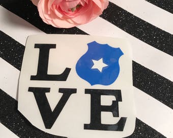 Stacked Police badge love car decal , police wife gift , law enforcement vinyl sticker , thin blue line , Sheriff pride , back the blue