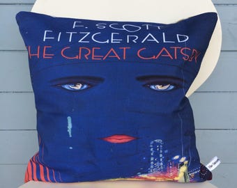 The Great Gatsby pillow - F. Scott Fitzgerald cushion - Mother's Day gift - Book gift