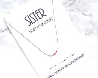 SISTER morse code necklace, custom morse code jewelry, choker necklace, dainty delicate necklace, minimalist necklace, morse code bracelet