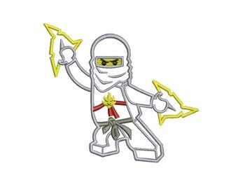 Embroidery design white Ninja Applique, 4 sizes, download machine