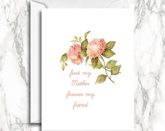 Happy Mothers Day, First my Mother forever my Friend, Mothers Day Cards, Cute Mothers Day Card, Cards for Her, Cards for Mums, Mothers Day