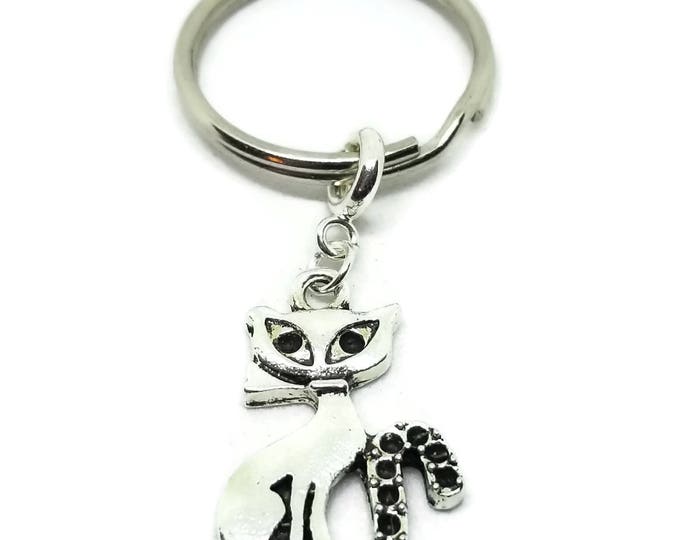 Cat Keychain, Kitty Cat Key Chain, Gift for Cat Lover, One of a Kind Keychain, Unique Birthday Gift, Stocking Stuffer, Gifts Under 5
