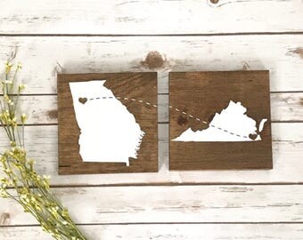 States signs Gift for her him Long Distance Friendship Best Friends BFF Birthday Moving Away Missing You Moving Wedding Gift Personalized