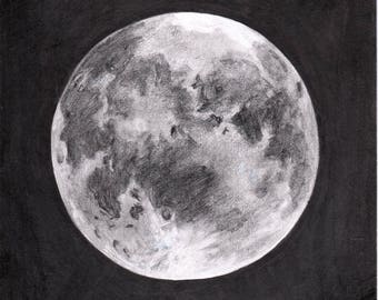 Drawing the moon | Etsy