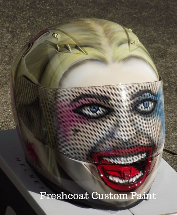 Harley Quinn Custom Painted Motorcycle Helmet