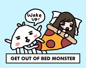 Can't GET OUT of BED Stickers / planner stickers, sleepy stickers, just 5 more minutes stickers, lazy stickers, nap stickers / SD26