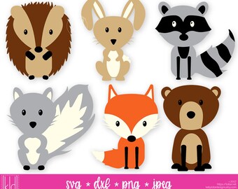 Woodland Animals svg - Woodland svg - Forest Animals svg - Fox svg - Bear svg - Raccoon svg - Rabbit svg - Hedgehog svg - Squirrel svg