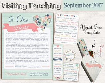 September 2017 Visiting Teaching Message, Relief Society Printable, Instant Download, Message VT LDS handouts, tags, heart box template