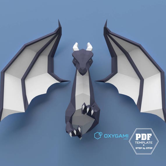 Low poly dragon 3D papercraft dragon DIY dragon Do it