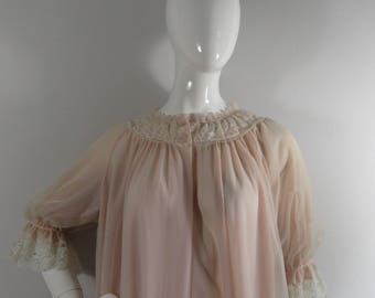 BNWT 1950's St.Michael's/Bri Nylon Dusty Pink Negligee/Housecoat- Uk 10-14