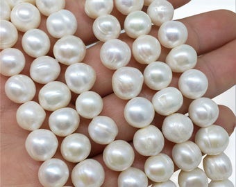 Genuine Natural Pearl 11-12 mm AA Natural White Potato Freshwater Pearls #206