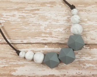 SALE! Teething necklace, nursing necklace, teether, chewelry, hexagon necklace, adult chewelry, chewelry necklace, teething necklace adult