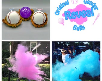 3 Baseballs Gender Reveal Combo: Blue, Pink, and Practice Ball Gender Reveal Baseball