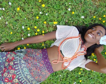 Vintage India Block Print Skirt / Bohemian Skirt / India Cotton
