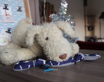 Fabric and fleece dog bone toy