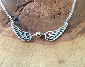 Golden Snitch Necklace; Quidditch Snitch Charm Necklace, Harry Potter Necklace, Wing necklace, gift for Harry Potter Fan, gift for her