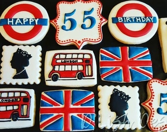 UK, British, United Kingdom, London, Union Jack, Decorated Sugar Cookies
