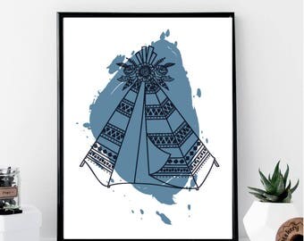 Teepee Paint Print // Minimalist // Wall Art // Typography // Fashion // Scandinavian // Boho // Modern Office