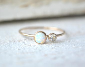 Gold Opal Ring. White Opal Ring, Dainty Opal Ring, Small Opal Ring, Thin Opal Ring, Dainty Ring, Simple Opal Ring,Opal Gold Ring, Opal Rings