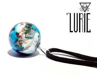 Resin pendant, resin jewelry, choker pendant, choker necklace, marbled jewelry, resin sphere, unique gift