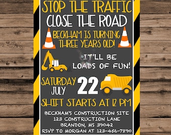 Construction Birthday Invitation