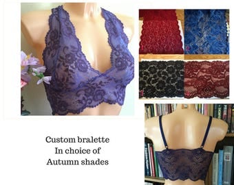 Reserved custom bralette in choice of autumn shades for grace