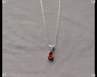 Sterling Silver & Red Garnet Necklace