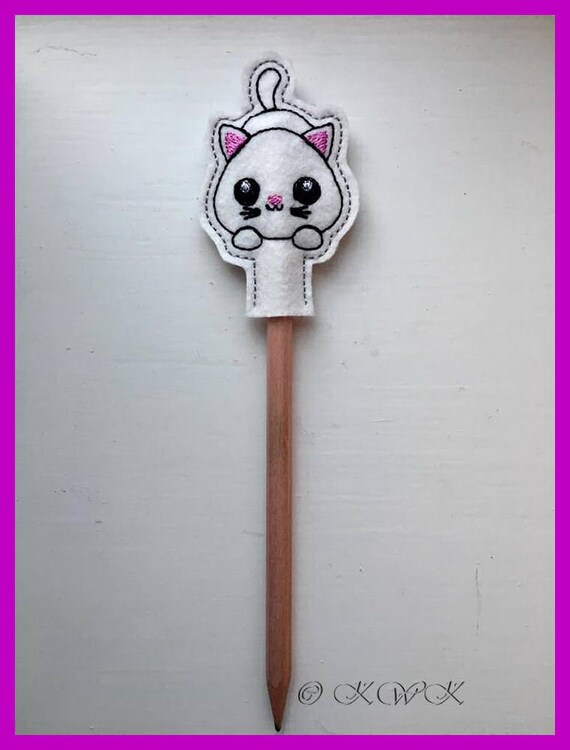 Cat pencil topper machine embroidery design pencil topper