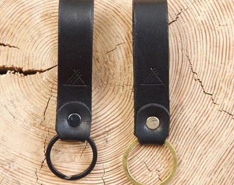 Black Leather Keychain Australian Custom Leather Keyring Personalised Key Fob Initial Keyring Hand Stamped Leather Anniversary Mens Gift
