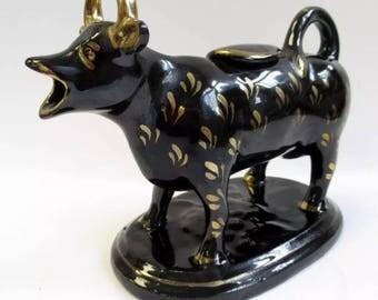 Vintage 1880s Jackfield Cow Creamer