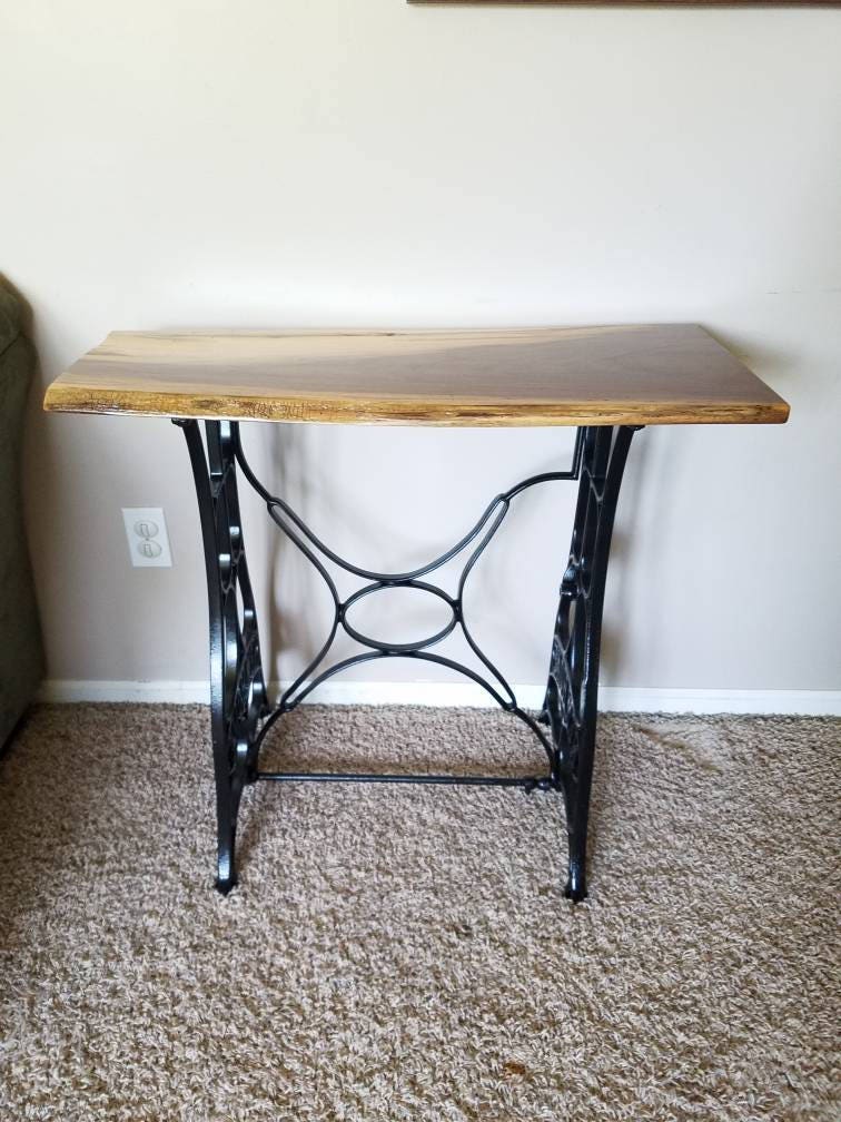 Repurposed New Home Sewing Table Base with Natural Walnut Top