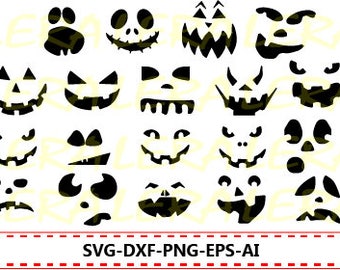 60 % OFF, Halloween Svg, Pumpkin Faces Svg, Halloween Clipart, Pumpkin Faces Silhouette svg, dxf, ai, eps, png, Halloween Vector Files