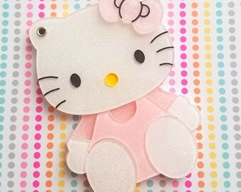 KAWAII HELLO KITTY mirror 90mm pink deco cartoon flatback phone case slide open supply decoden embellishment phone case