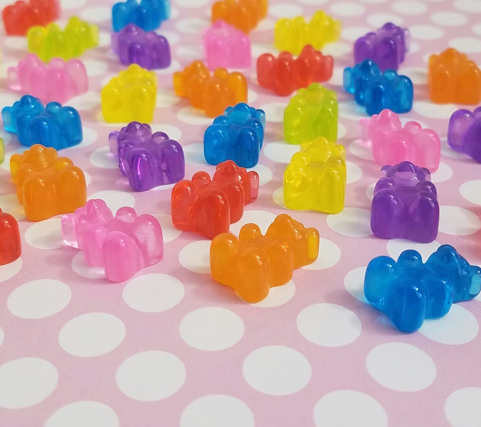 7pcs GUMMY BEARS resin candy cabochon sweet food dessert flatback