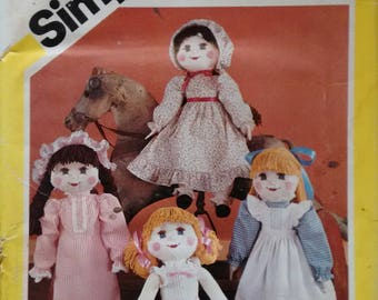 STUFFED DOLL PATTERN Simplicity 6141 rag doll pattern doll clothes pattern vintage sewing pattern 21 inch doll pattern doll making pattern
