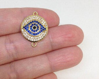 Micro Pave CZ Evil Eye Connector, Cubi Zirconia Connector for Bracelet, Wholesale Connector
