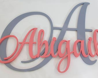 Wooden name sign Baby Name Plaque Large Painted Personalized nursery name baby wall hanging nursery decor wooden wall art Nursery Wall Decor