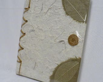 Handmade paper journal, handmade journal, hand bound and decorated cover journal