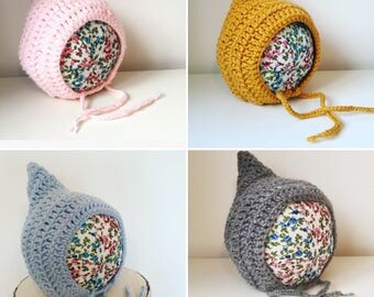 Plain baby pixie bonnet, baby pixie hat, baby bonnet, winter baby bonnet, winter baby hat, toddler pixie bonnet, unusual baby hat, baby show