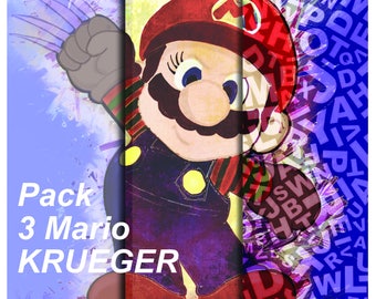Mario Krueger Trilogy, nintendo, mario, imprimable, dessin, peinture, décoration, enfant, tableau, illustration,