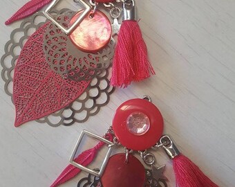 Earrings dangle metal and tassel