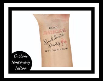 Custom Temporary Tattoo Bachelorette Party Custom Temporary Tattoos bachelorette party, gold tattoo, bridesmaid gift, personalized, hen
