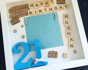 21st birthday frame, themed birthday, 21st birthday gift, happy birthday, personalised birthday present, 21, unique gift,