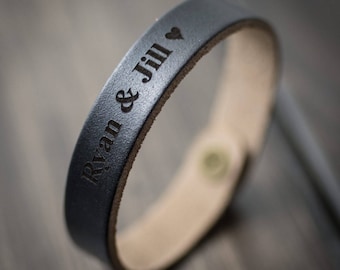 Customized Bracelet, Personalized Bracelet, Leather Bracelet, Custom Cuff Bracelet engraved, Gift for him- Black