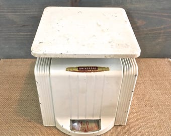 Vintage White Kitchen Scale- Art Deco Style