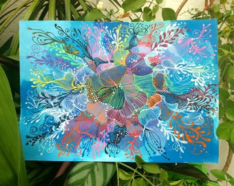 Abstract painting, abstract painting done with markers posca and acrylic painting titled "For Samantha"