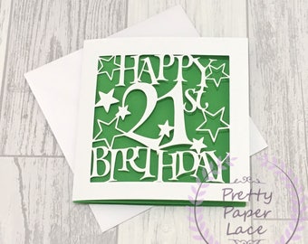 21st Birthday Card, Birthday Card, Birthday Boy, Personalised Card, Twenty First Birthday, Happy 21st Birthday, 21st Birthday, Papercut Card