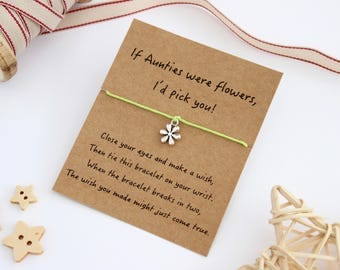 Auntie Wish Bracelet, Wish Bracelet, Mother's Day Wish Bracelet, Mother's Day Gift, Auntie Charm Bracelet, Auntie Gift, String Bracelet