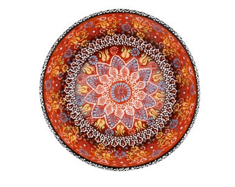 Turkish Handmade Ceramic Salad Serving and Mixing Bowl with Flowers Great Serving Bowls for Fruit, Salad and rice 10 inch