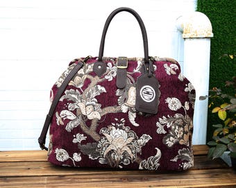 Mary Poppins Style Large Custom Carpet Bag / Travel Bag